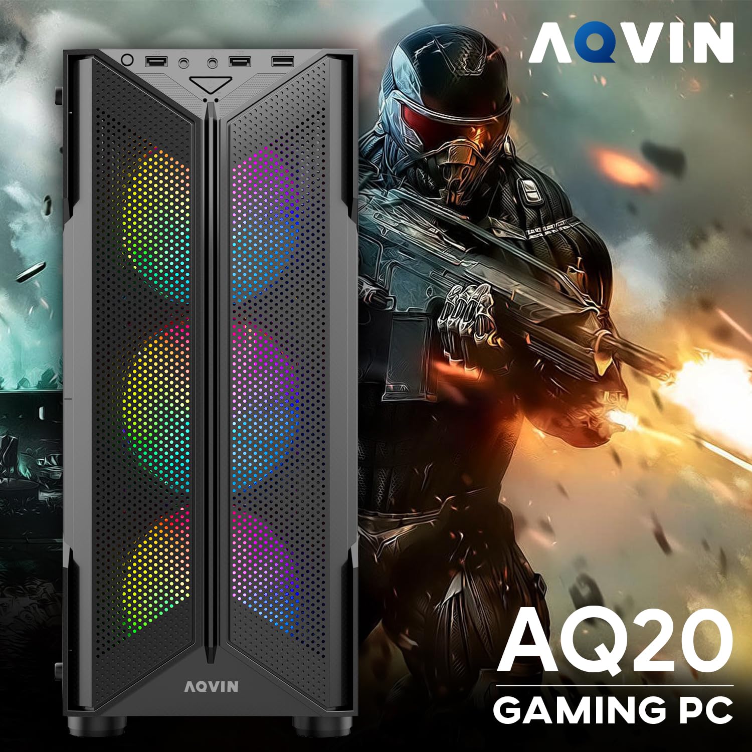 AQVIN Gaming PC - Hexa Core i7, RTX 3060 12GB, 32GB RAM, 1TB SSD for Pro Gamers