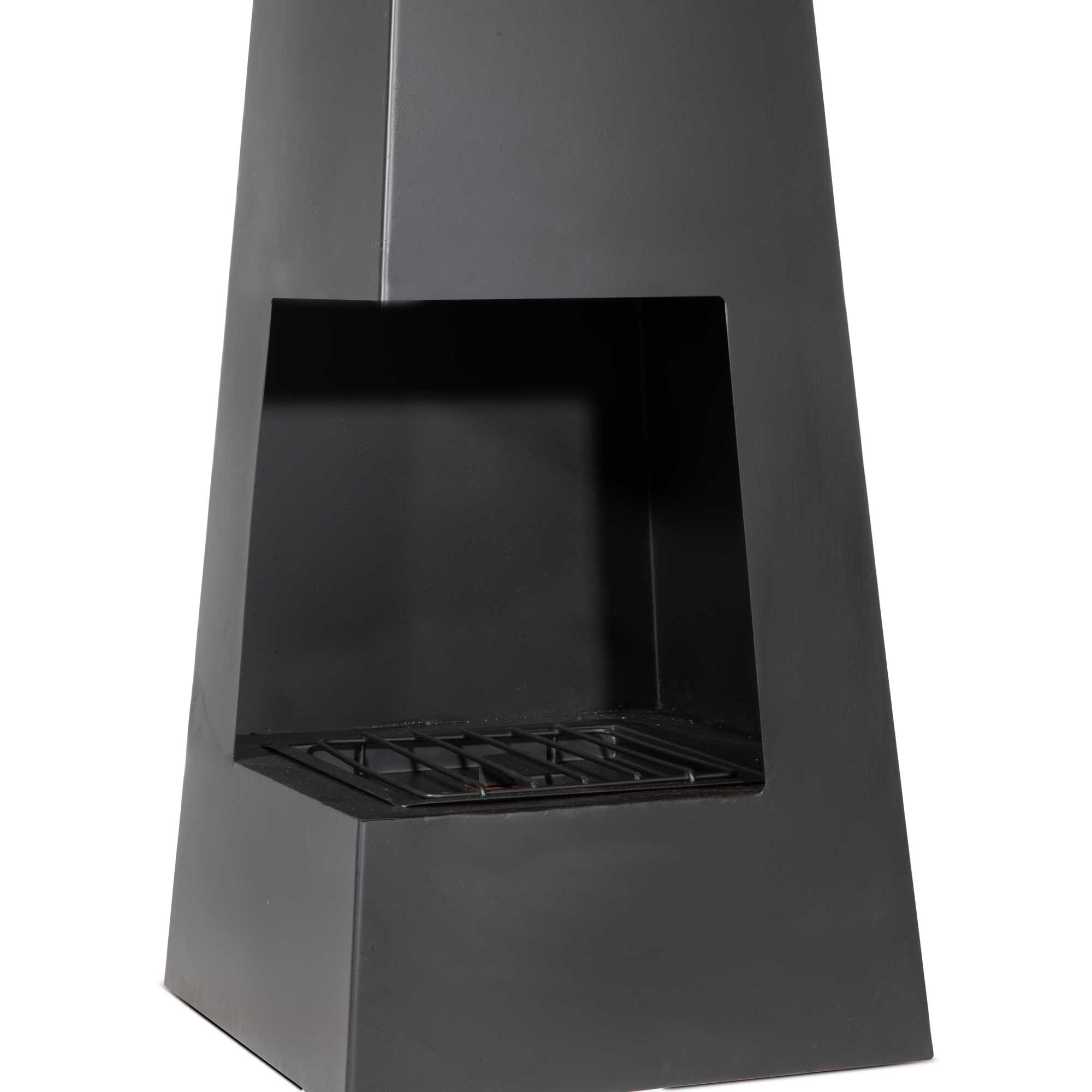 Black Steel Pyramid Chiminea - Outdoor Wood Burning Fire Pit Heater for Garden, Patio, and Backyard | Perfect for Camping, BBQ Parties & Cool Evenings
