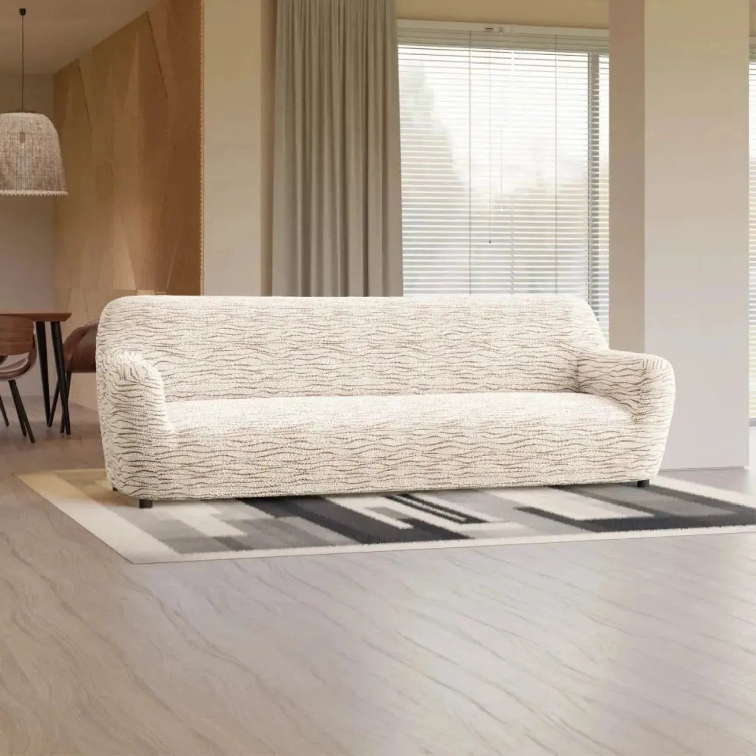 4 Seater Sofa Slipcover - Soft Microfiber Fabric with Stylish Prints - Perfect for Living Room, Family Room & Home Decor