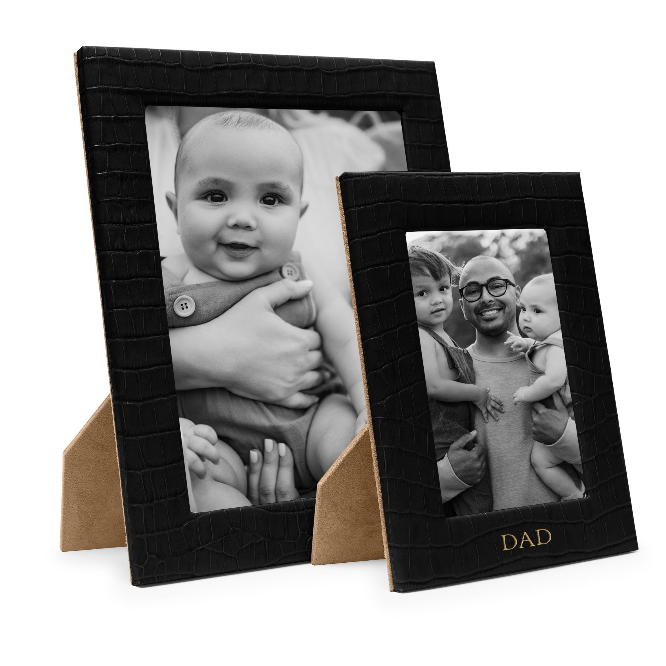 Elegant Black Crocodile Picture Frame Set - Perfect for Wall Decor, Home Office, and Gift Giving