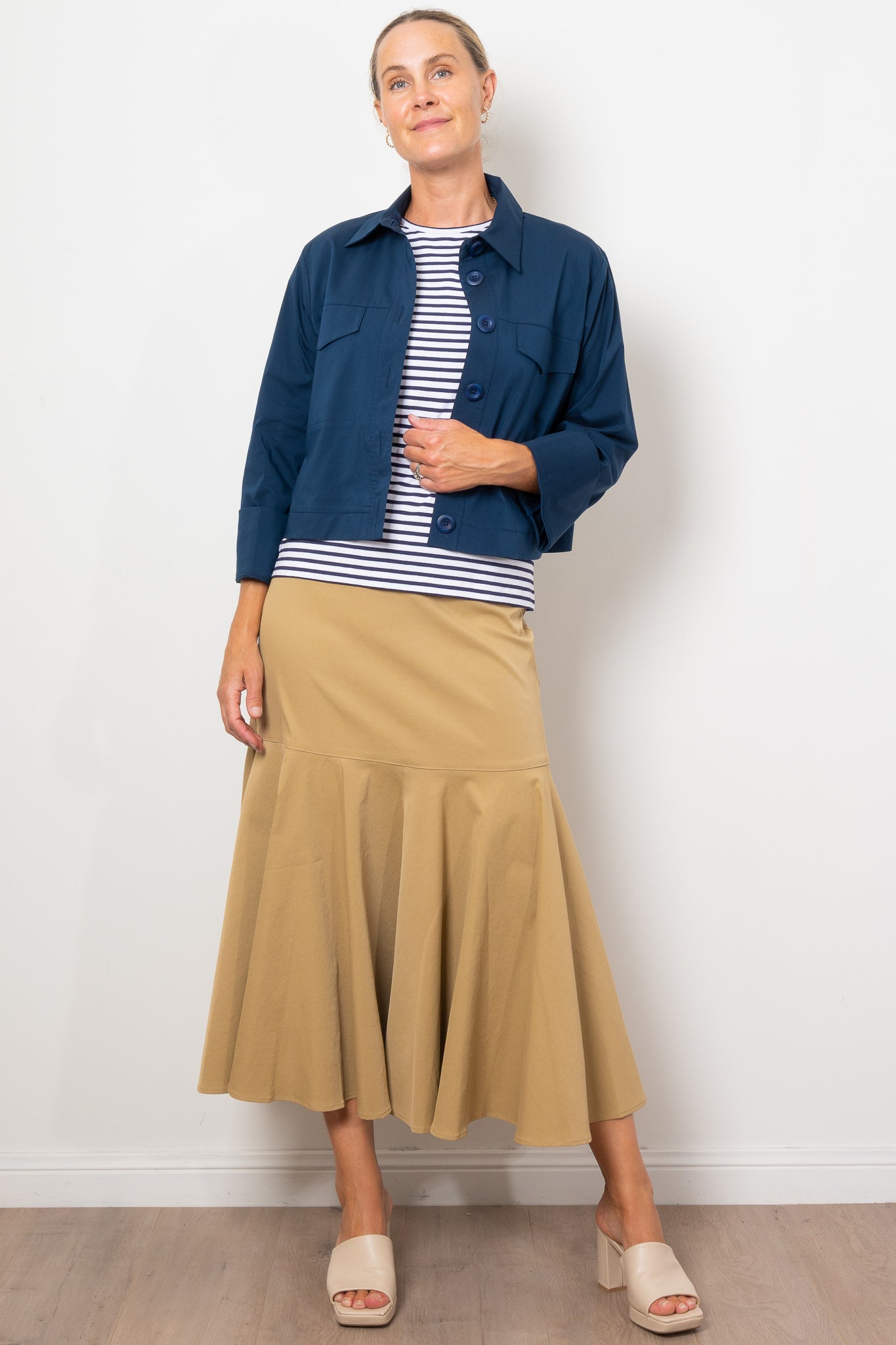 Mela Purdie Bell Skirt - Stretchy Chintz Fabric, Flared A-Line Design for Women - Perfect for Office Wear, Parties & Casual Outings