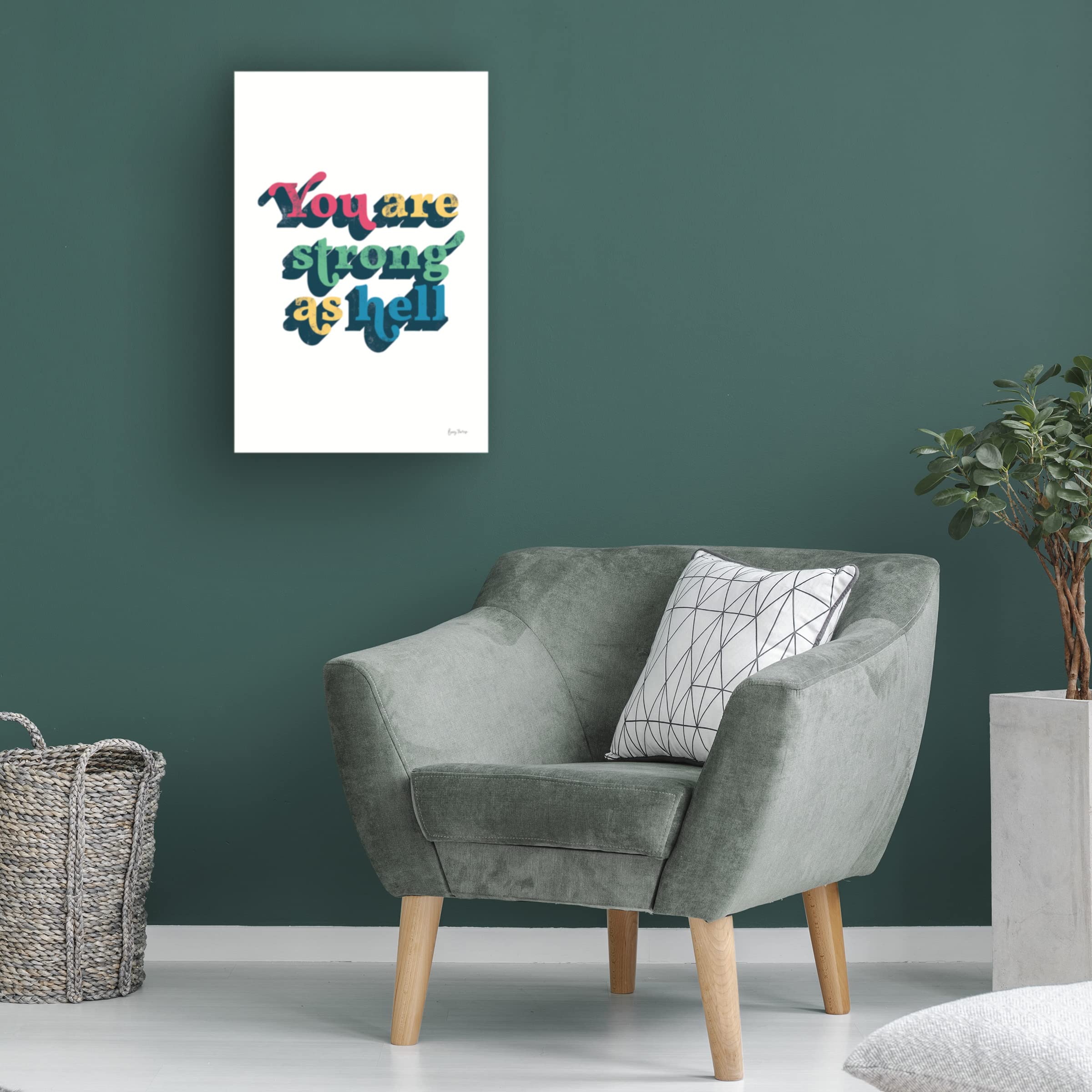 Becky Thorns 'Rainbow You Are Strong Bold' 16x24 Inch Inspirational Canvas Wall Art - Perfect for Home Decor, Office Motivation & Gift Giving