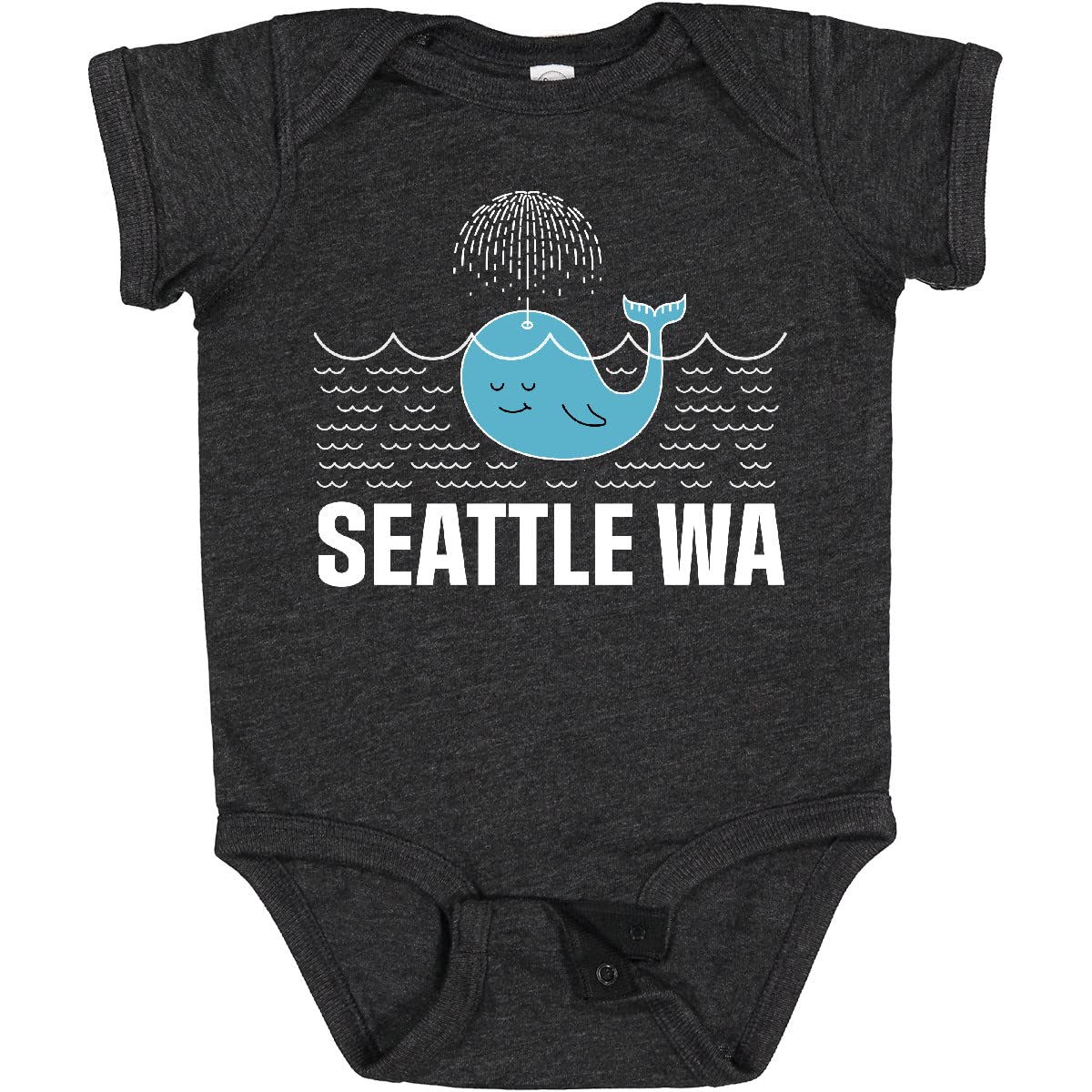 Inktastic Seattle Washington Cute Whale Travel Baby Bodysuit - Adorable Whale Design for Infants, Soft & Comfortable Onesie for Travel, Outings & Photo Shoots