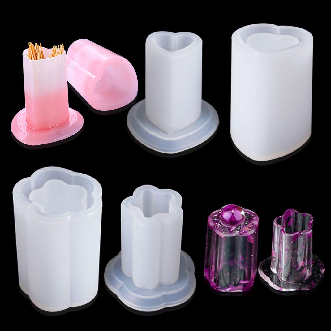 iSuperb 2-Pack Silicone Resin Molds for Toothpick Holder, Pen Holder & Lipstick Organizer - DIY Epoxy Resin Casting Molds for Craft Storage Box & Jar - Perfect for Home Decor, Office Organization & Gift Making