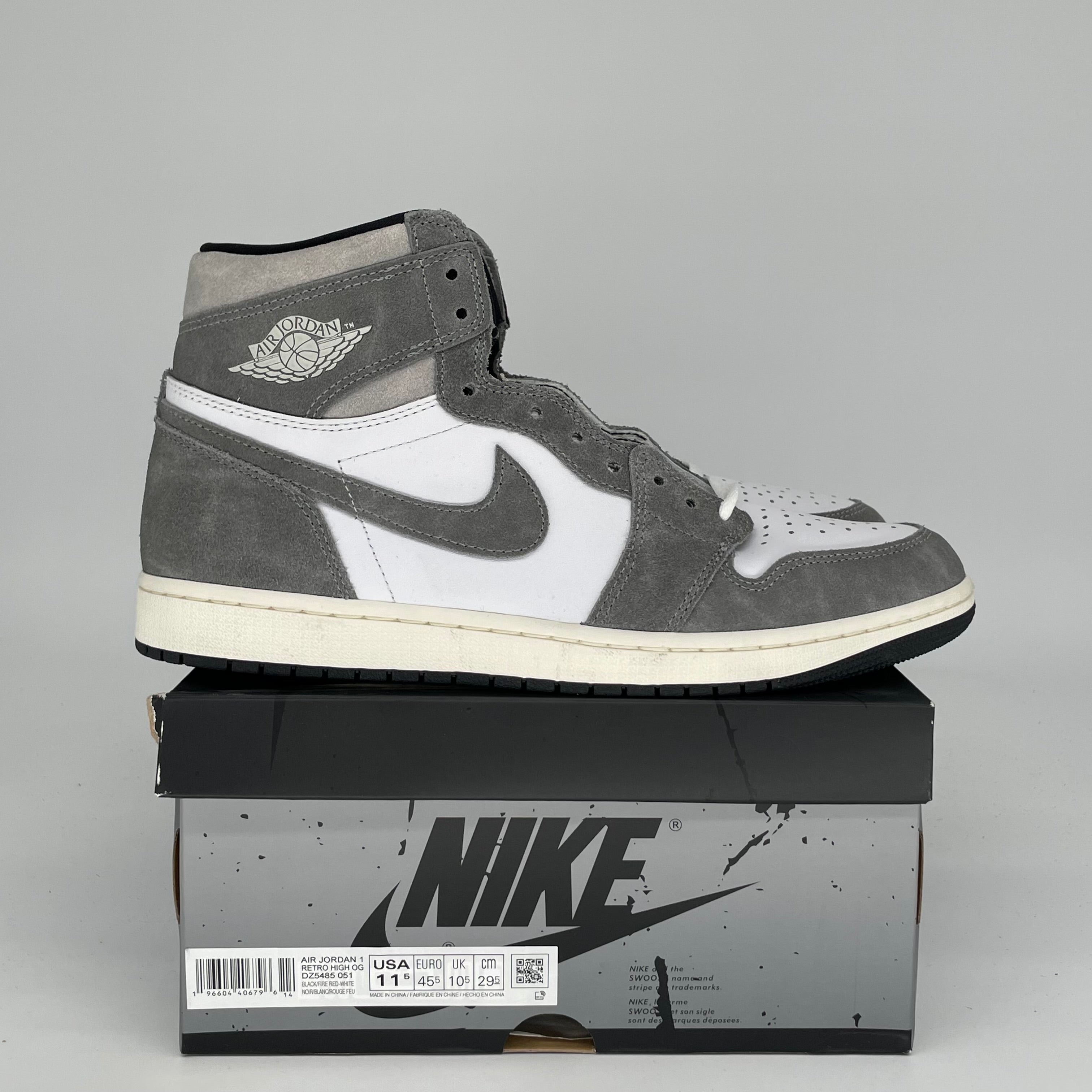 Air Jordan 1 Washed Black Men's Basketball Shoes Size 11.5 - DZ5485-051 | Retro High-Top Sneakers for Streetwear & Casual Outfits