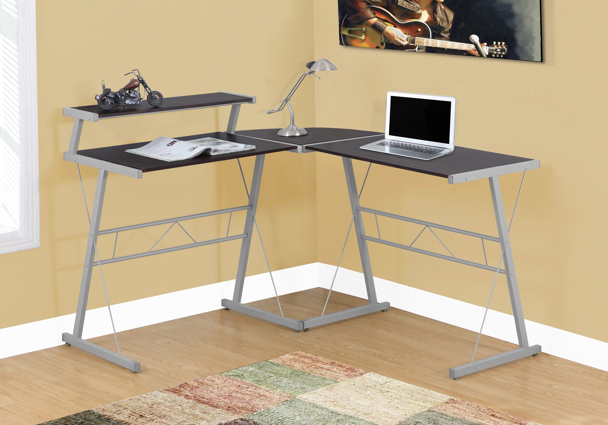 Office Series Espresso Top Silver Metal Desk Organizer - Perfect for Home Office, Workspace & Study Room Organization