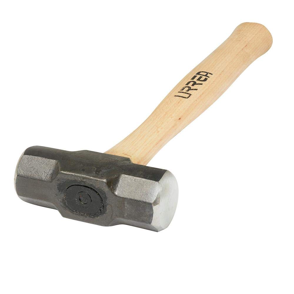 URREA 4-Pound Steel Head Sledge Hammer with Forged Striking Surface & Hickory Wood Handle - Heavy Duty Drilling Hammer for Construction, Demolition, and Metalwork (Model 1435EG)