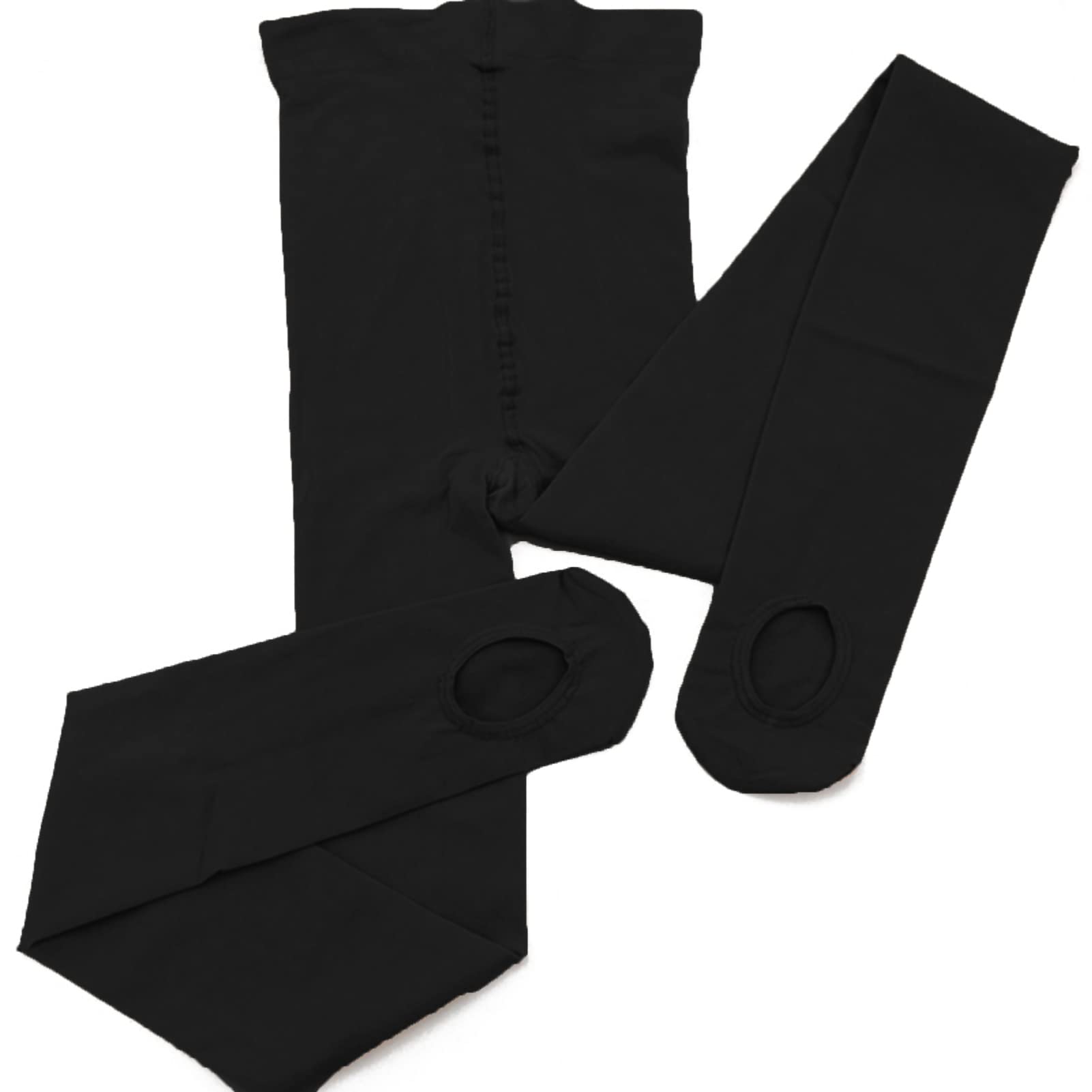 Black Footless Dance Tights for Women & Girls - 70 Denier Opaque Ballet Tights with Convertible Stirrup - 2 Pairs Pack - Perfect for Ballet, Yoga, and Dance Performances