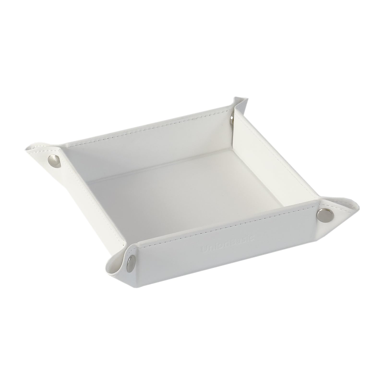 UnionBasic Small Valet Tray - Jewelry Organizer for Rings, Watches & Earrings | Entryway Catchall for Coins, Keys & Change | Nightstand Bedside Organizer | Electronic Gadgets Tray - White | Perfect for Home Décor & Gift Giving