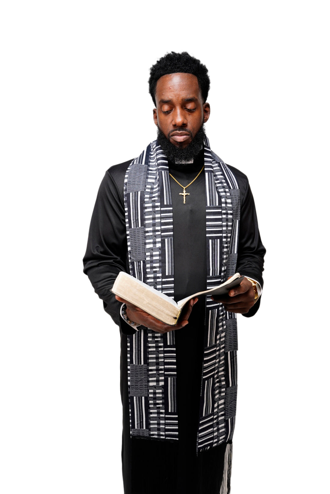 Authentic African Print Sash with Black Fringes | Kente Khumasi Royale Design | Perfect for Cultural Events, Weddings & Festivals | DPBC0795S