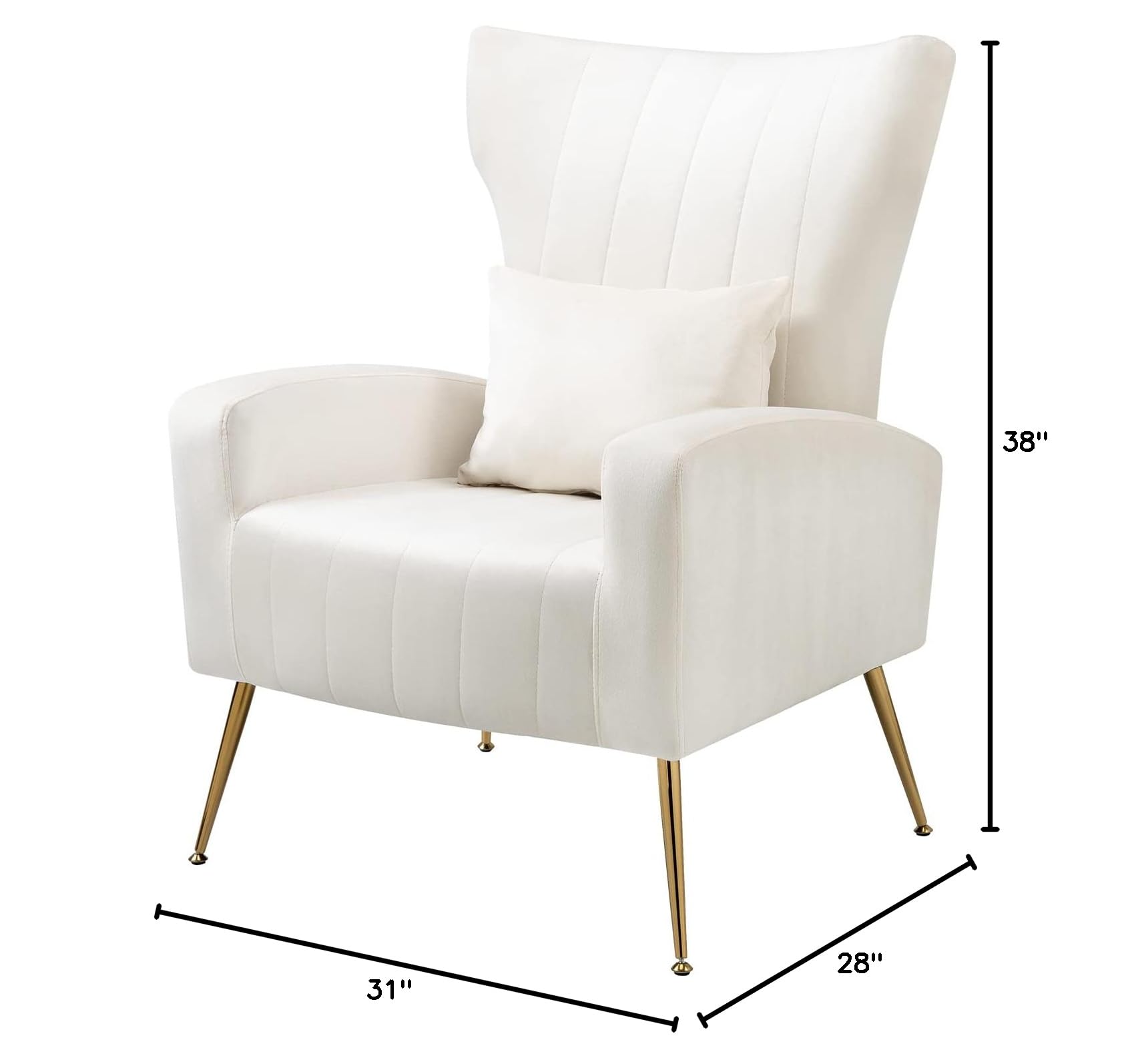 X-VOLSPORT Velvet Accent Chairs Set of 2 - Mid Century Modern High Back Living Room Chairs with Waist Pillow | Upholstered Armchairs with Gold Metal Legs for Bedroom, Living Room & Club | Perfect for Home Decor, Lounge & Relaxation
