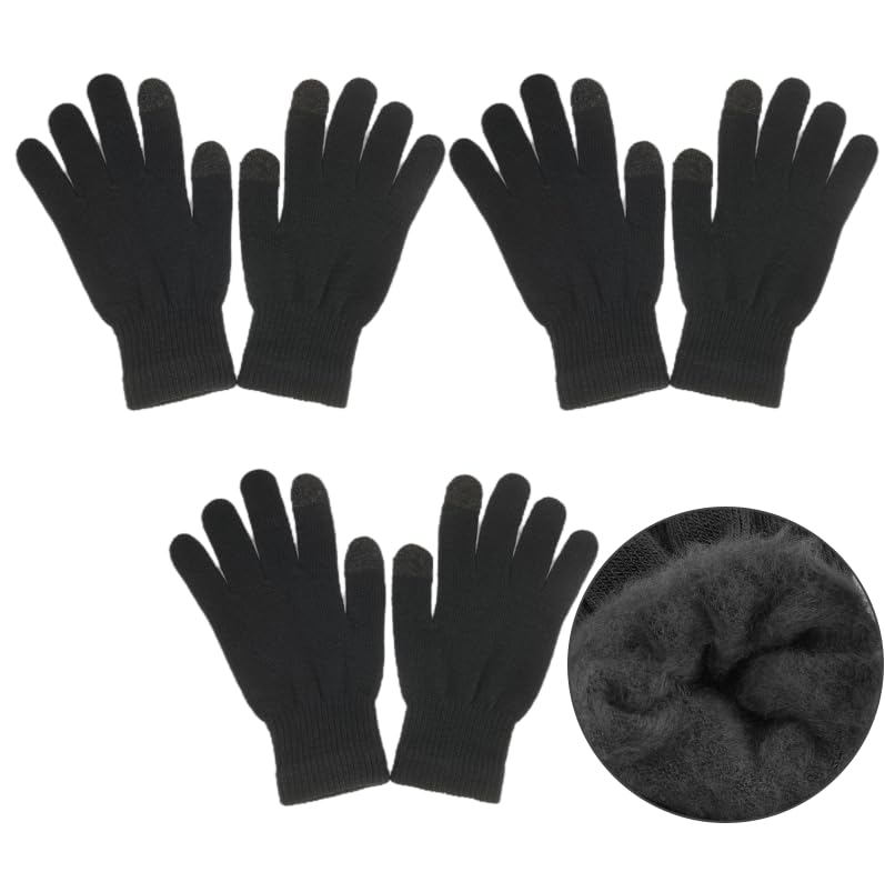 YCKZEU 3 Pairs Winter Gloves for Men & Women - Touchscreen Compatible, Warm Fleece Lined Cold Weather Gloves - Perfect for Skiing, Snowboarding & Outdoor Activities