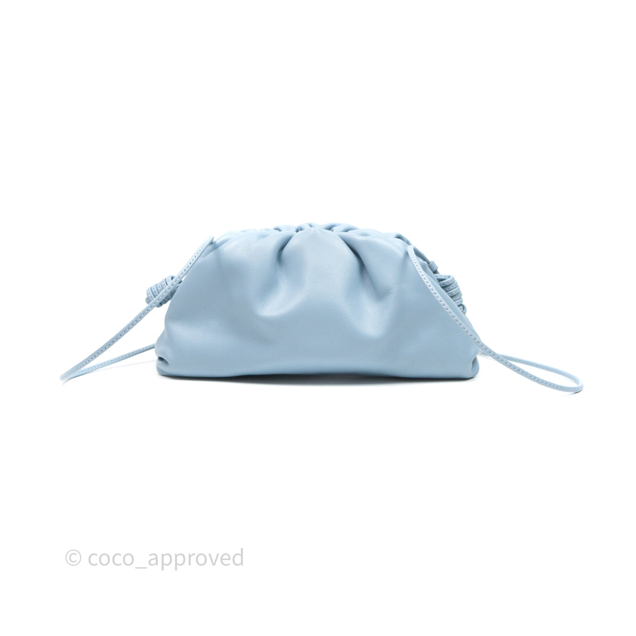 Bottega Veneta Mini Pouch Bag in Ice Blue Calfskin Leather - Perfect for Evening Out & Special Occasions