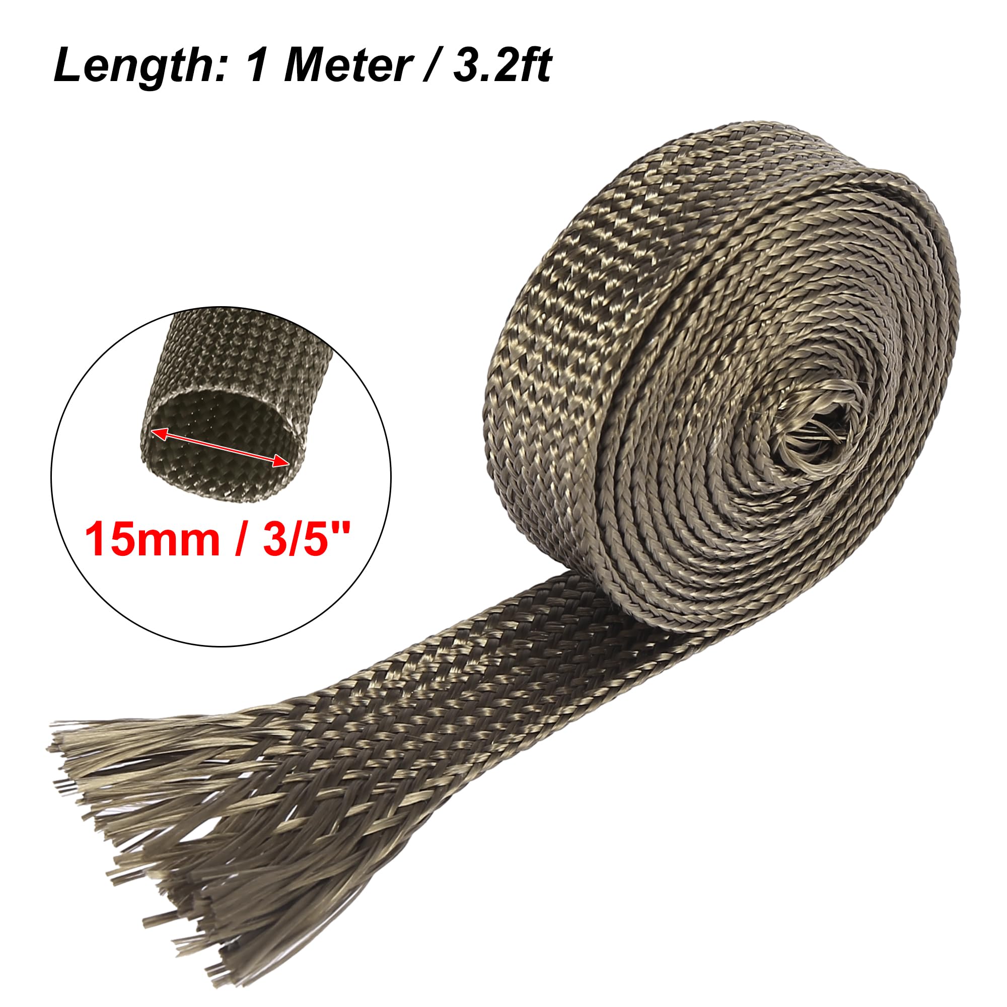 X AUTOHAUX 3.2ft Fiberglass Heat Shield Sleeve - 15mm (3/5