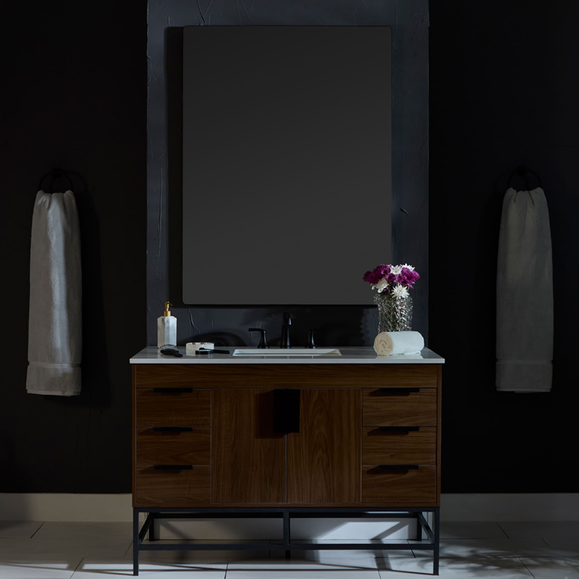 Oxygen Compact 3 0401 15 LED Lighted Mirror - 36x24 Inch Black Bathroom Vanity Mirror with Bright Lighting (Open Box) - Perfect for Makeup, Shaving & Home Decor