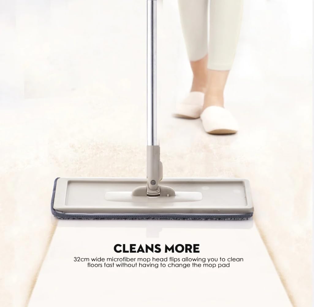 Hands-Free Flat Squeeze Mop with Bucket Wringer Set - Lightweight Floor Cleaning System for Hardwood, Tile & Laminate - Perfect for Home, Kitchen & Bathroom Cleaning