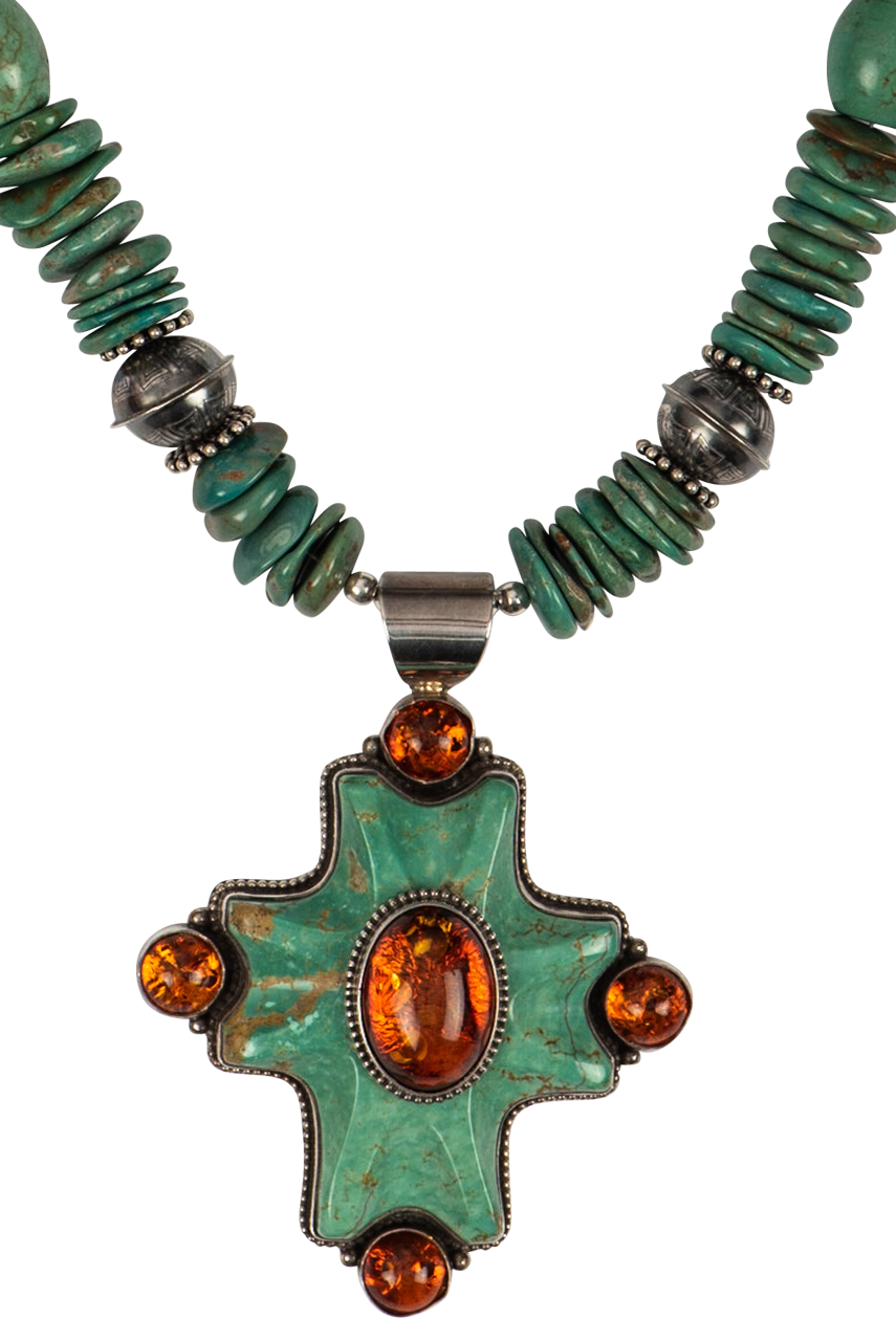 Sweet Tea Jewelry Turquoise & Amber Set – Handmade Boho Necklace & Earrings for Women | Perfect for Festivals, Weddings & Everyday Wear