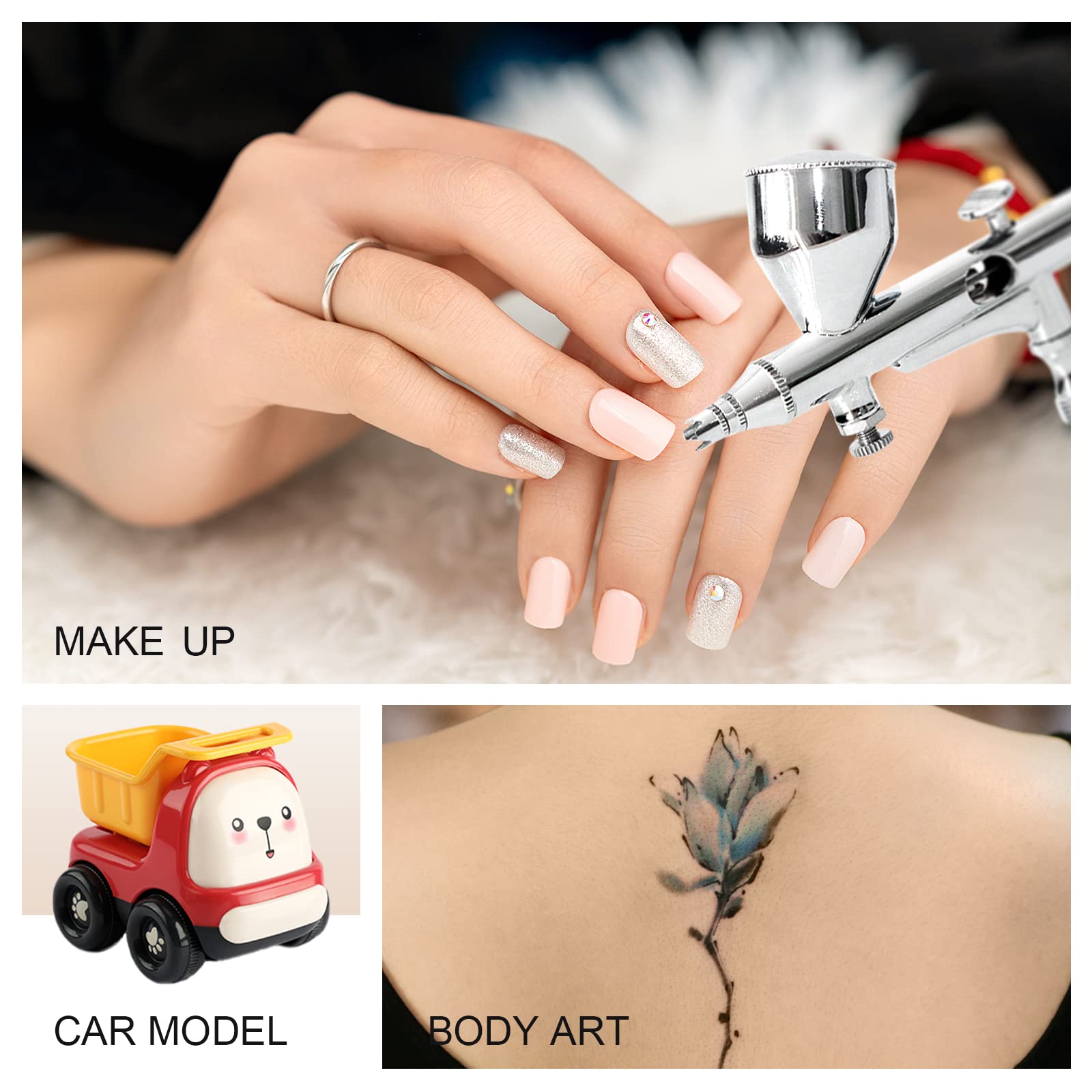 LEFUTUR Dual Action Gravity Feed Spray Gun Kit - 0.3mm Nozzle & 1/3 oz Cup for Automotive Painting, DIY Projects, Cake Decorating & Hobby Art | Professional Airbrush Tool for Cars, Crafts & Baking