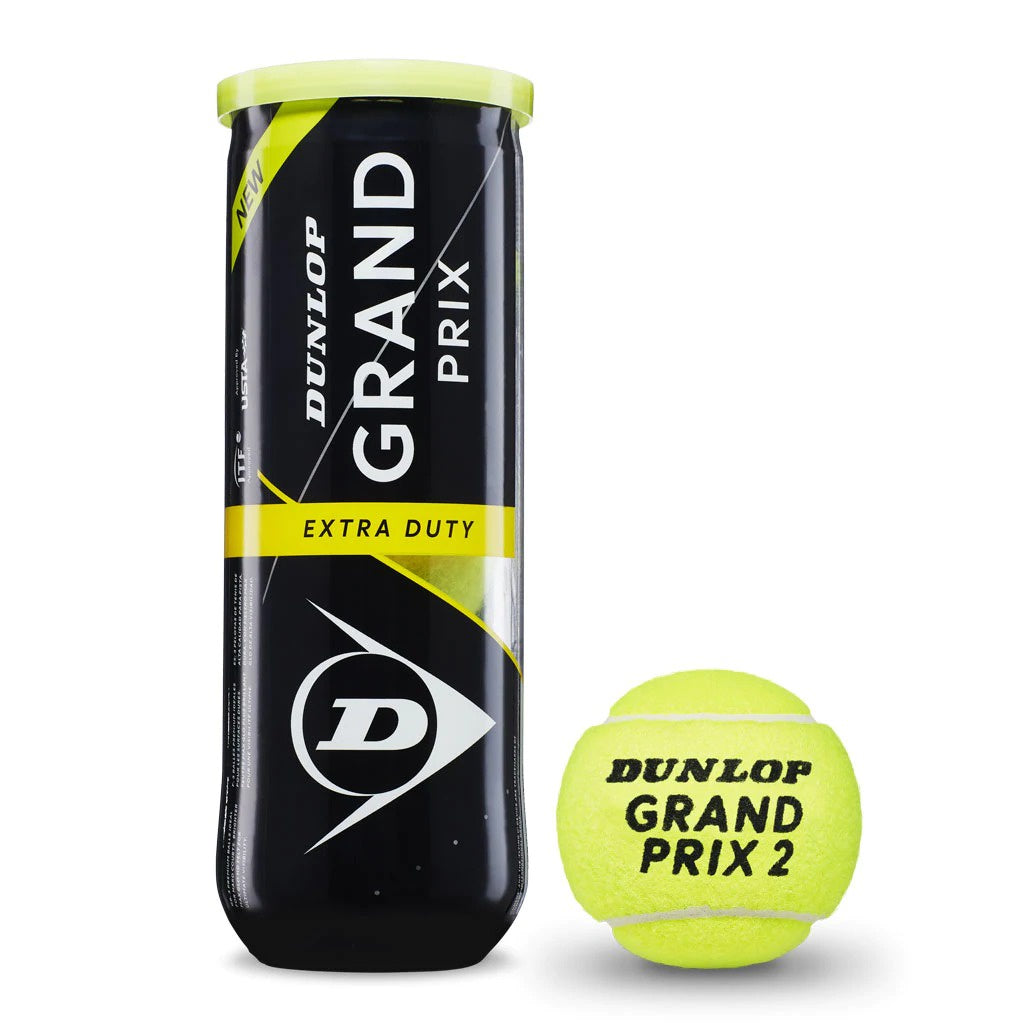 Dunlop Grand Prix Extra Duty Tennis Balls - 3 Pack | Premium High-Visibility Tennis Balls for Competitive Play & Practice | Ideal for Hard Courts & Tournament Use