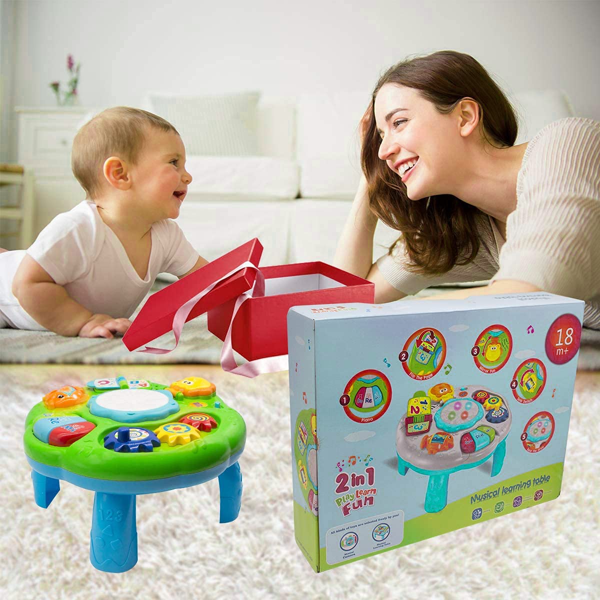 Best Baby Activity Table & Musical Toy for Infants 6-12 Months - Interactive Learning Center for Toddlers 0-18 Months - Educational Toys for Boys & Girls 1-3 Years Old - Perfect for Playtime, Early Development & Sensory Stimulation