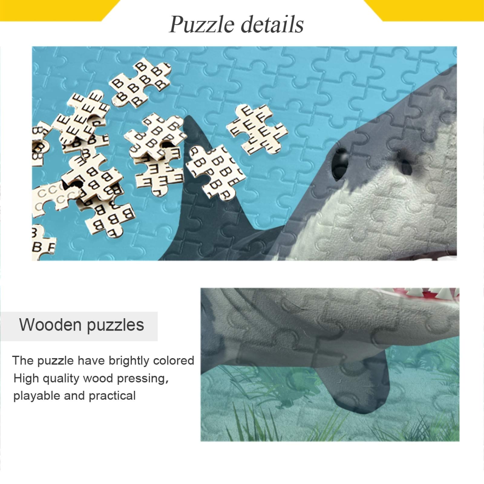 Angry Shark Ocean Attack 500-Piece Jigsaw Puzzle for Kids & Adults - Colorful Marine Life Puzzle Game for Family Game Night & Educational Play