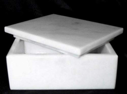 KhanImports Decorative White Marble Jewelry Box with Lid - 5 Inch Rectangular Stone Gift Box for Jewelry, Rings & Keepsakes | Perfect for Home Decor, Wedding Gifts & Luxury Storage