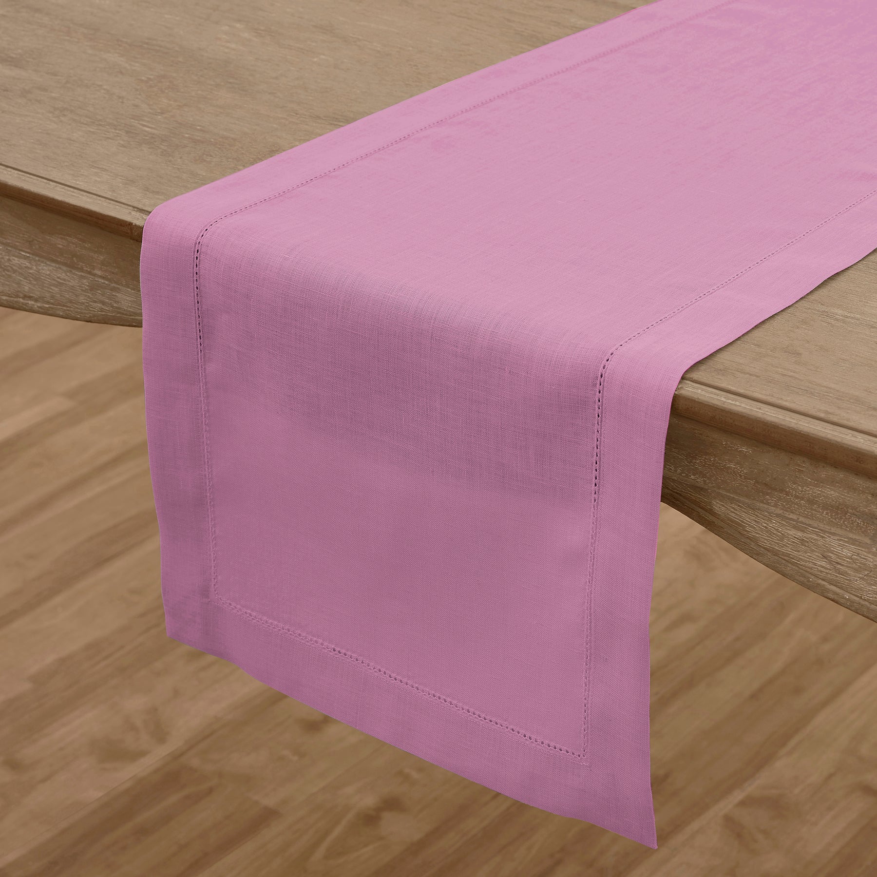 Elegant Classic Hemstitch Table Runner - White Linen Dining Table Decor for Weddings, Holidays & Home Decor