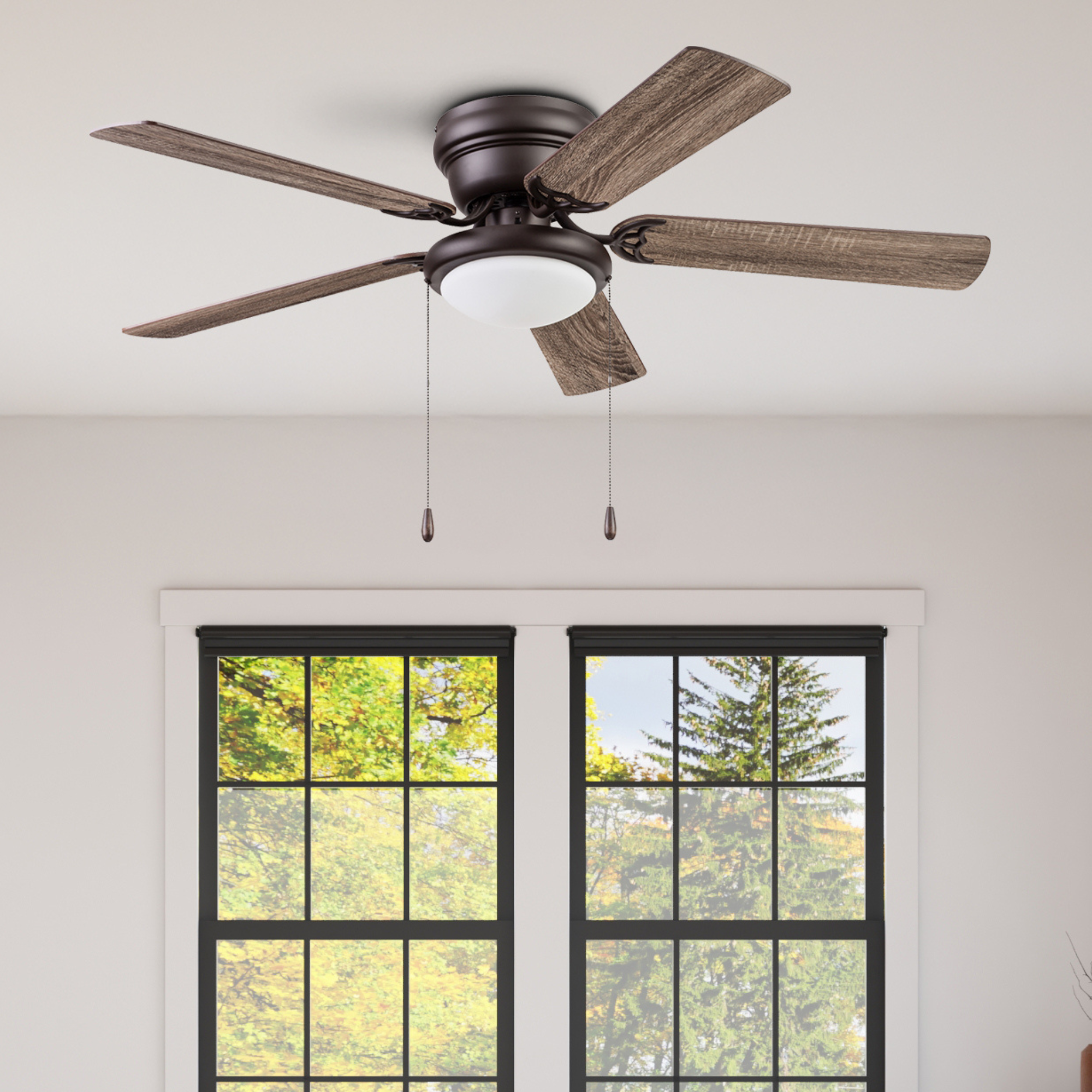 52 Inch West Hill Sienna Ceiling Fan with Pull Chain - Modern Indoor Ceiling Fan for Living Room, Bedroom, and Office - Energy Efficient with Quiet Operation