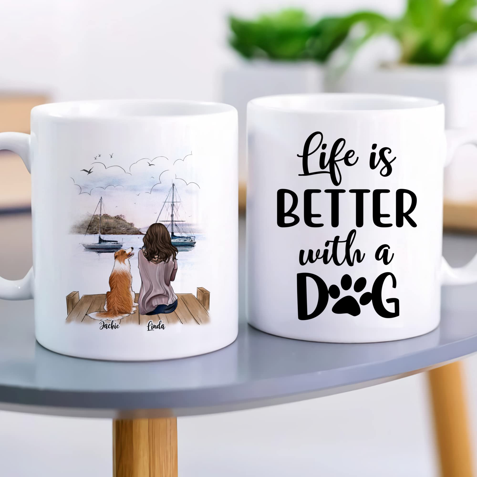 Personalized Dog Lover Coffee Mug - Custom 11oz or 15oz Ceramic Cup with 'Life Is Better With A Dog' Design - Perfect Gift for Dog Moms & Pet Owners - Ideal for Coffee, Tea, or Office Use