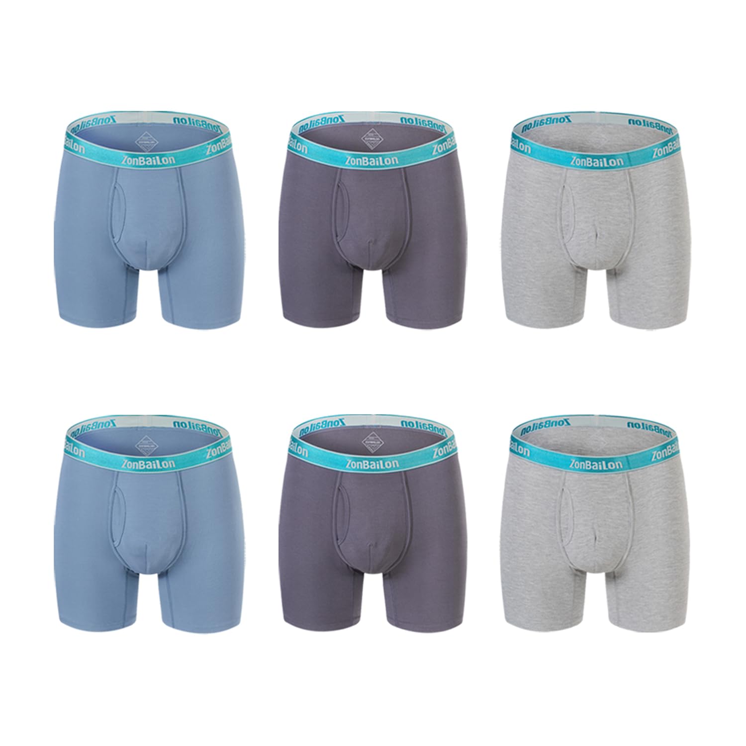 **ZONBAILON Men's Boxer Briefs with Open Fly & Bulge Pouch - Soft Cotton Underwear for Comfort & Support - Perfect for Daily Wear, Workout & Sleep**