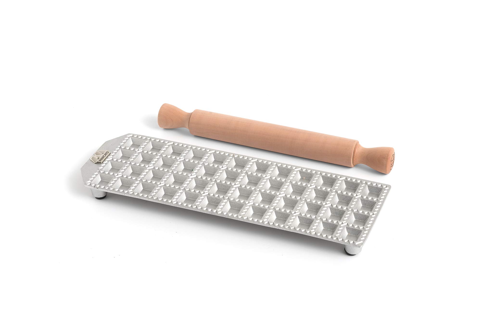 Marcato Ravioli Maker Mould - Italian Made Stainless Steel Pasta Press for 48 (4 Dozen) 1-Inch Square Ravioli - Perfect for Homemade Pasta, Italian Cooking & Dinner Parties
