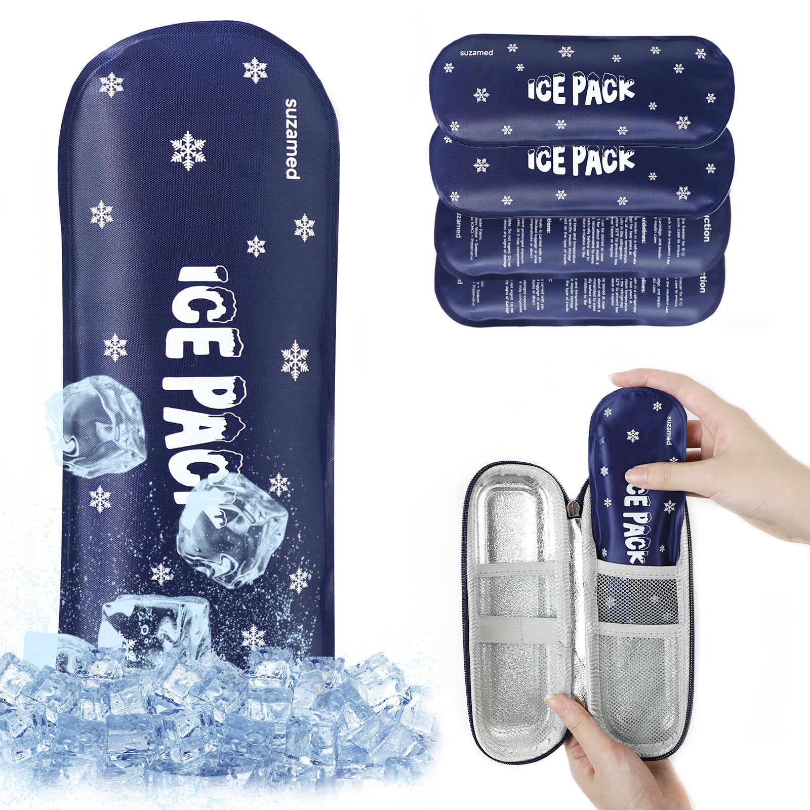 TSA Approved Gel Ice Packs for Insulin Cooler Travel Case - 4 Pack, Fits Most Medicine Cooler Organizers, Ideal for Diabetes Travel & Daily Medication Storage