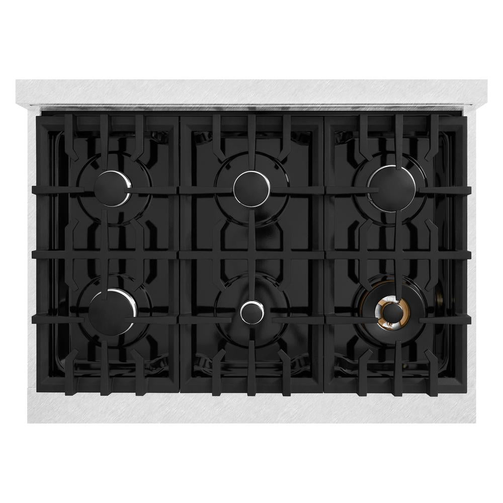ZLINE 36 Inch 5.2 Cu. Ft. Gas Range with 6 Burner Cooktop & Convection Oven - Satin Stainless Steel (HGRS 36) for Professional Home Cooking & Baking