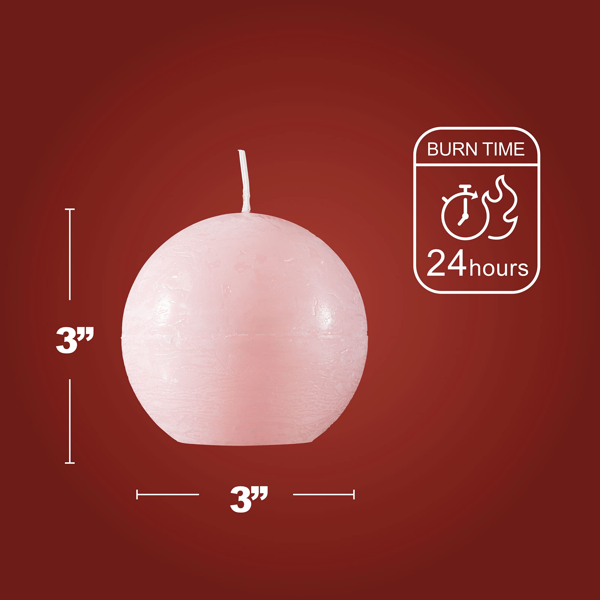 SPAAS 3 Inch Light Pink Round Candles - Set of 6 Rustic Ball Candles for Wedding Decorations, Party Centerpieces, Holiday Table Settings & Home Decor - Premium Paraffin Sphere Candles for Romantic Ambiance & Special Occasions