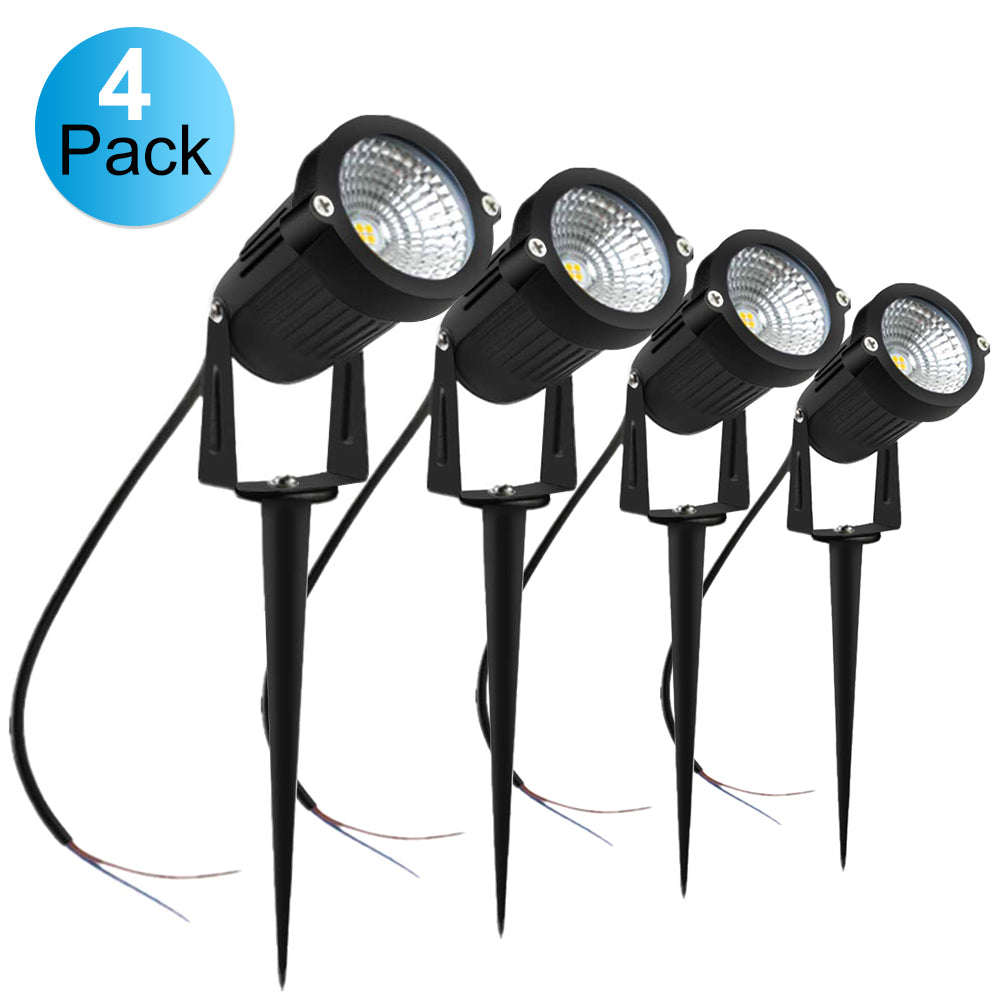4 Pack 3W LED Landscape Lights - Warm White 12V Waterproof Outdoor Garden Pathway Lights for Yard, Walkway, Driveway, Patio & Backyard Lighting