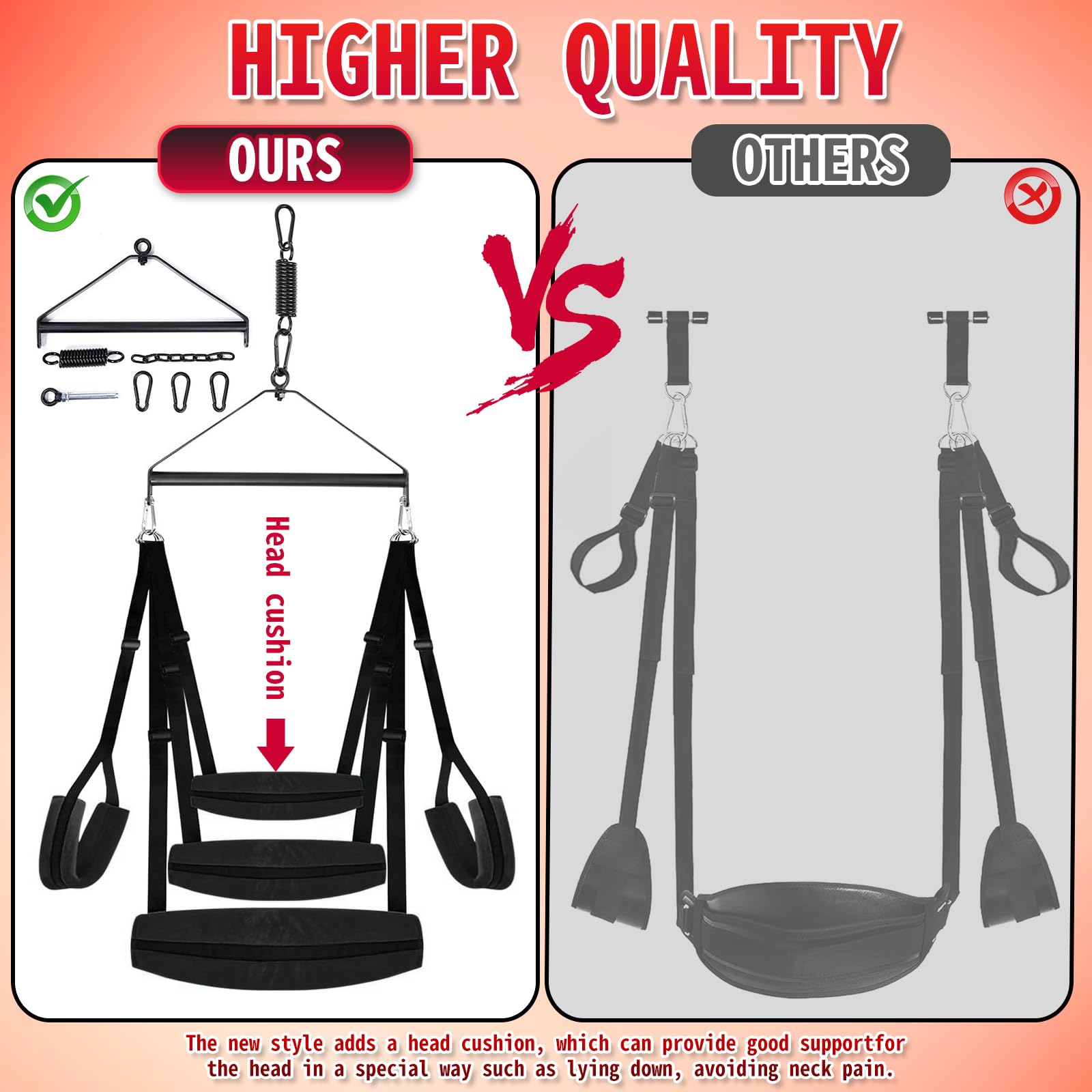 360° Spinning BDSM Sex Swing with Soft Seat & Thick Cushion - Adjustable Bondage Straps for Couples, Adult Sex Furniture for Bedroom - Perfect for Spicing Up Intimate Moments & BDSM Play