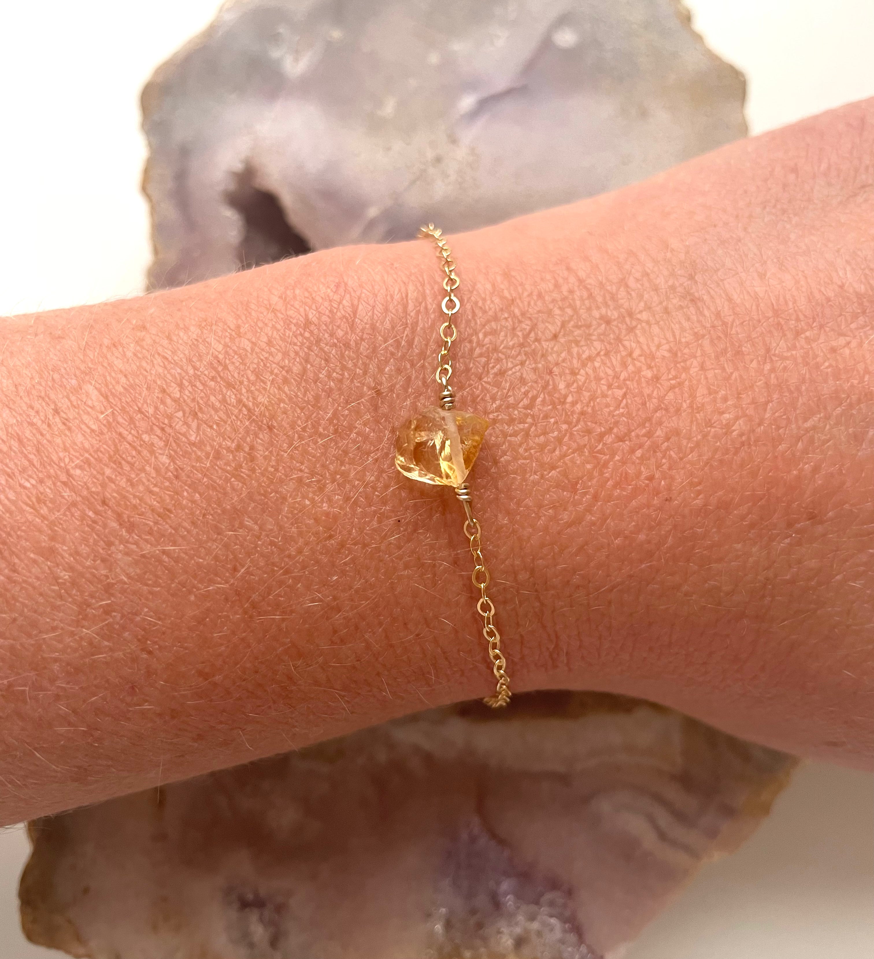 Natural Raw Citrine Gemstone Bracelet for Women - Healing Crystal Jewelry for Energy, Wealth & Positivity | Perfect for Meditation, Yoga & Spiritual Gifts