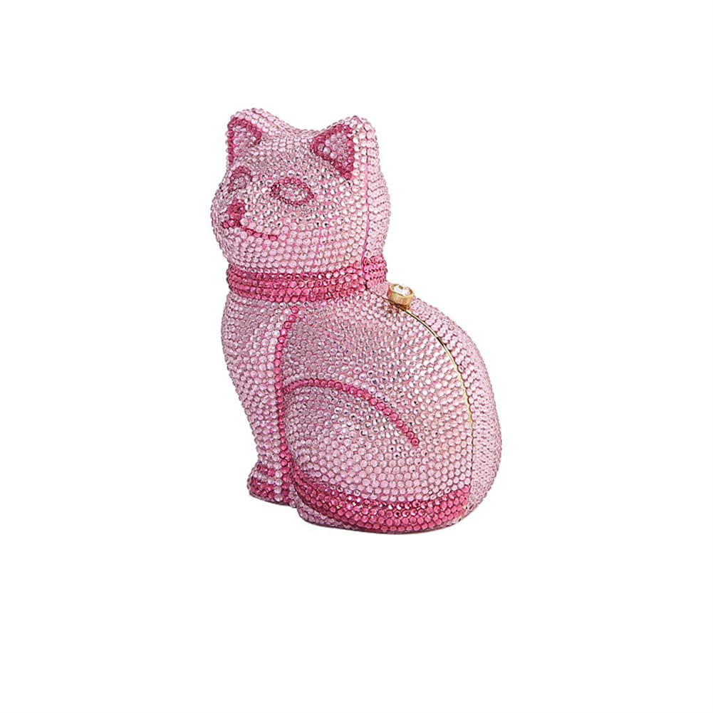 Sparkling Crystal Rhinestone Cat Evening Clutch Purse - Elegant Women's Mini Shoulder Bag for Banquet, Prom, Party & Date Night | Black Cat Design Handbag