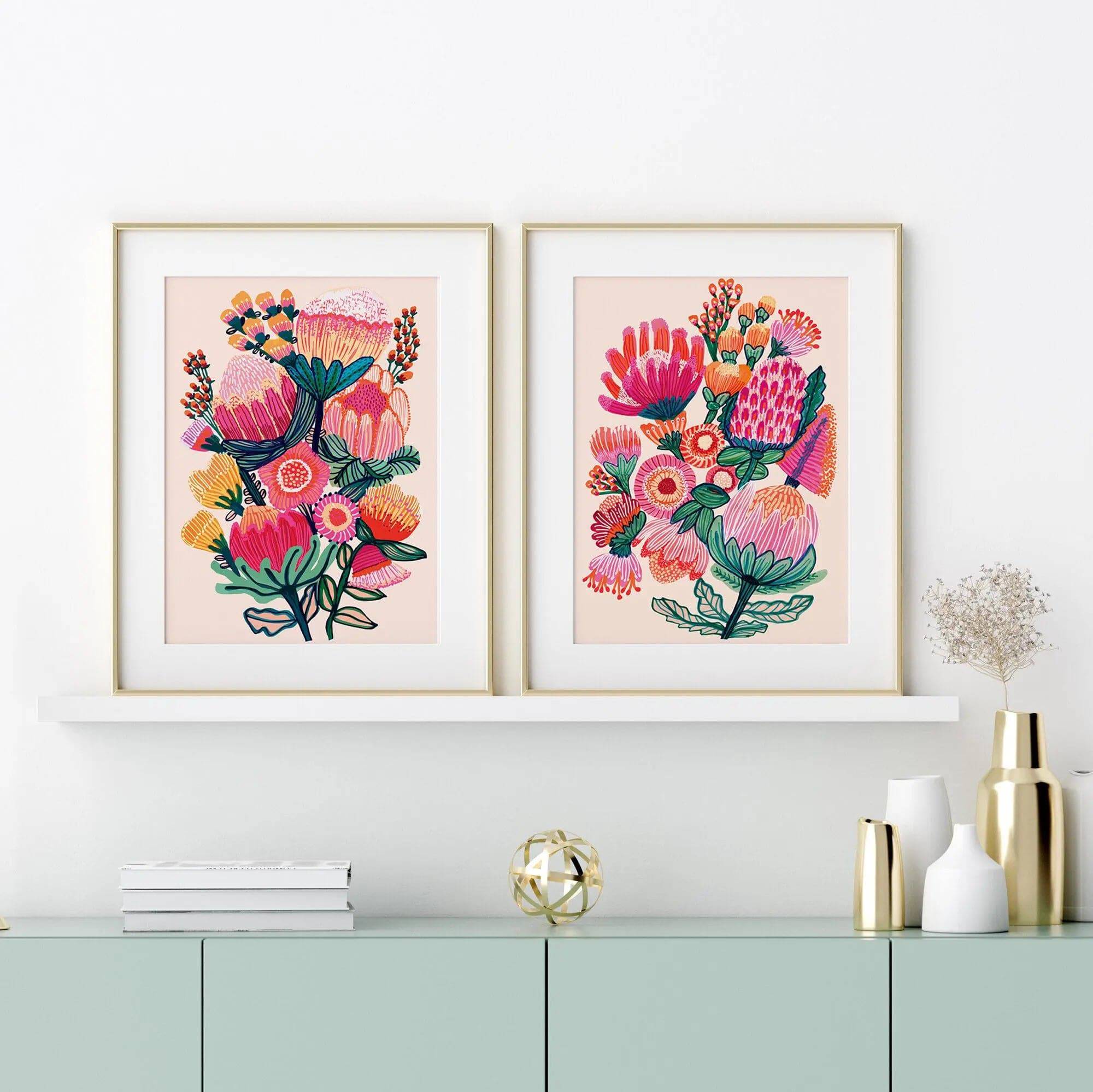 Australian Flowers Wall Art - Botanical Prints for Home & Office Decor | Floral Canvas Painting for Living Room, Bedroom, Kitchen