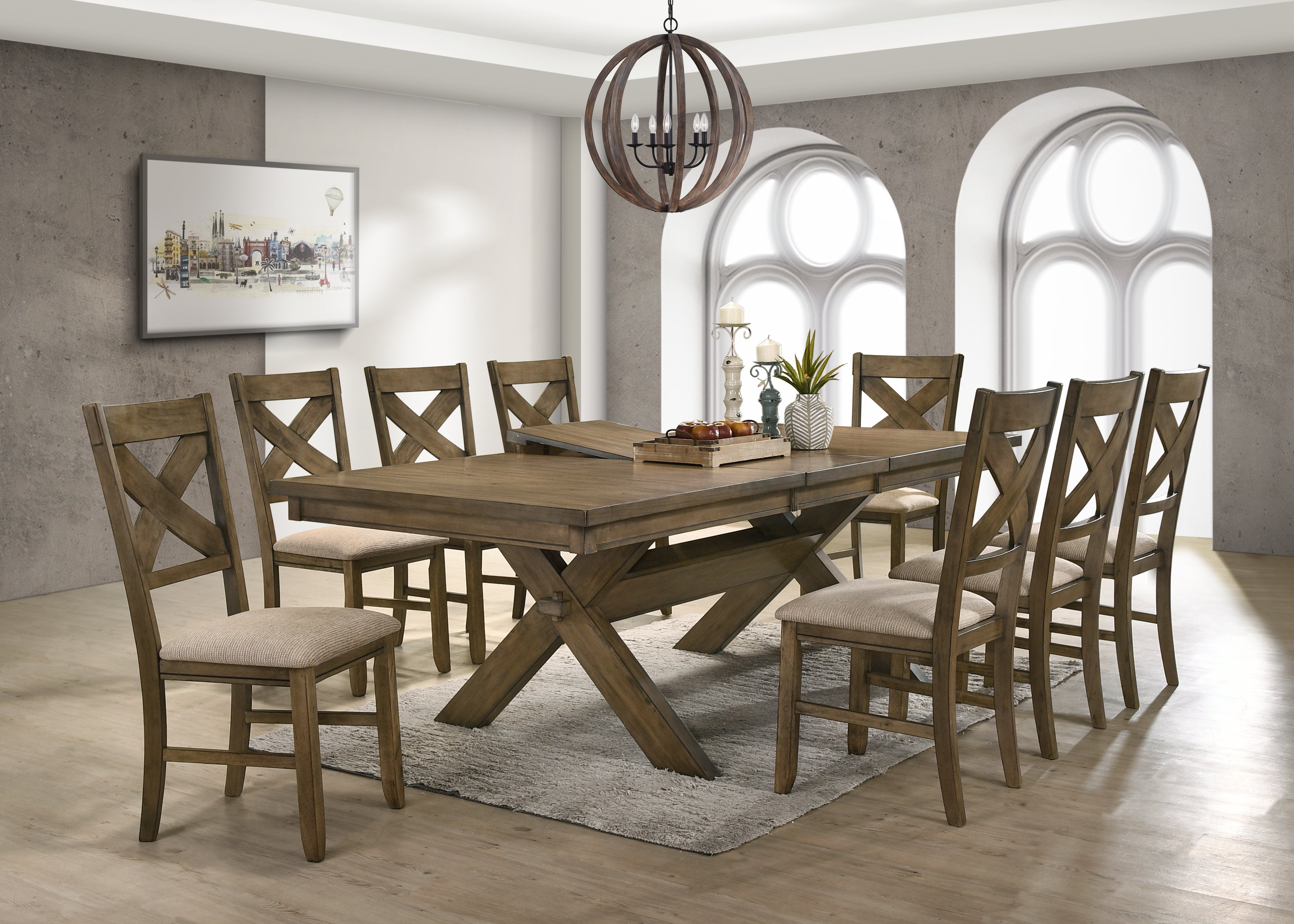 Raven Wood Dining Set with Butterfly Leaf Table & 8 Chairs - Elegant Expandable Dining Room Furniture for Family Gatherings & Dinner Parties