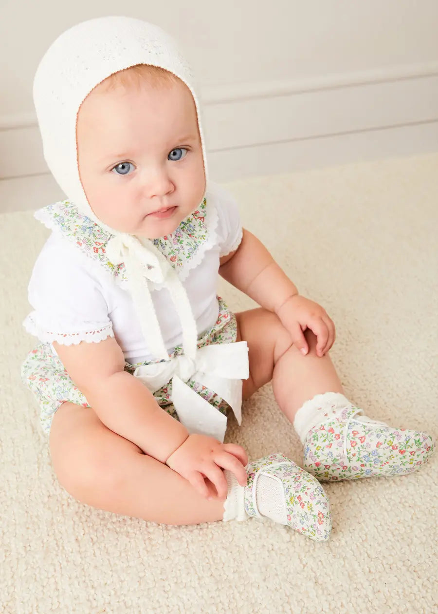 **Liberty Fabric Pink Cordelia Floral Bloomer with Bow for Baby Girls (1m-2yrs) – Perfect for Photoshoots, Special Occasions & Everyday Wear**
