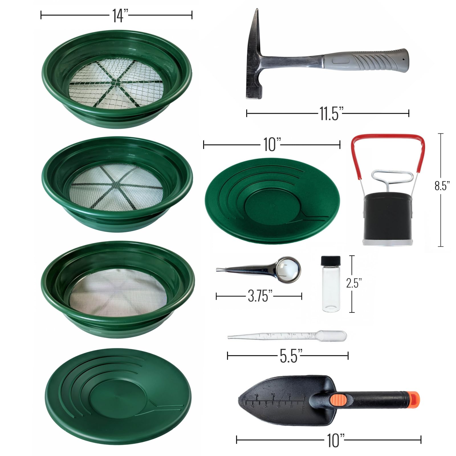 ASR Outdoor 19-Piece Ultimate Gold Panning Kit with Classifier Screens, Gold Pans & Rock Pick - Complete Prospecting Equipment for Beginners & Experts - Perfect for River Gold Mining, Outdoor Adventures & Treasure Hunting