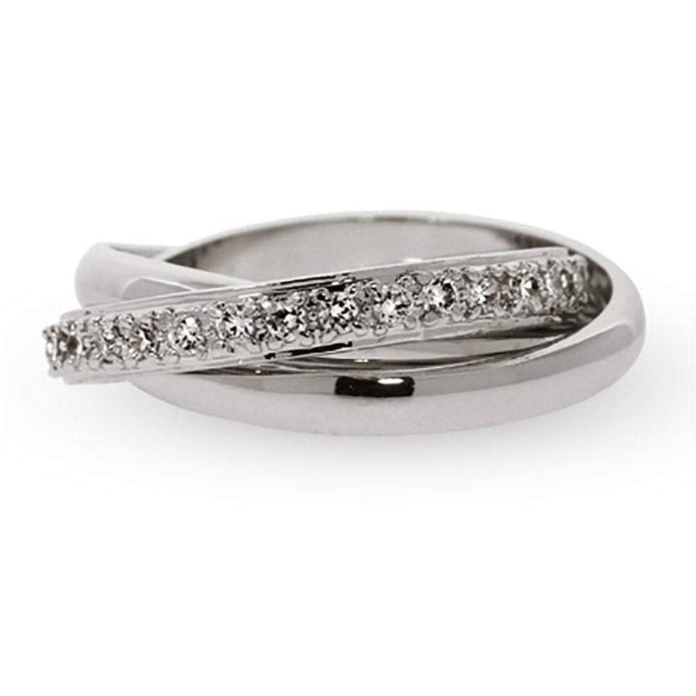 EVE'S ADDICTION Sterling Silver & Cubic Zirconia Russian Wedding Band Ring - Elegant Rolling Ring for Women - Perfect Gift for Mom, Wife, Anniversary - Ideal for Weddings, Engagements & Special Occasions