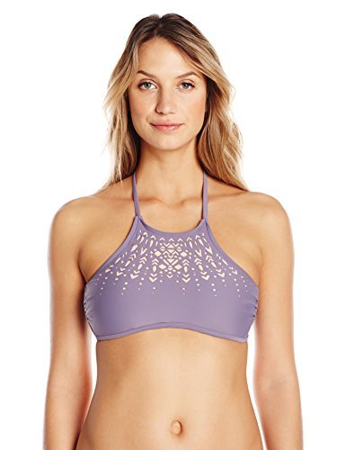 Ninety Nine Women's Encore Shadow Laser Cut High Neck Halter Bikini Top - Sexy Swimwear for Beach, Pool & Summer Vacations