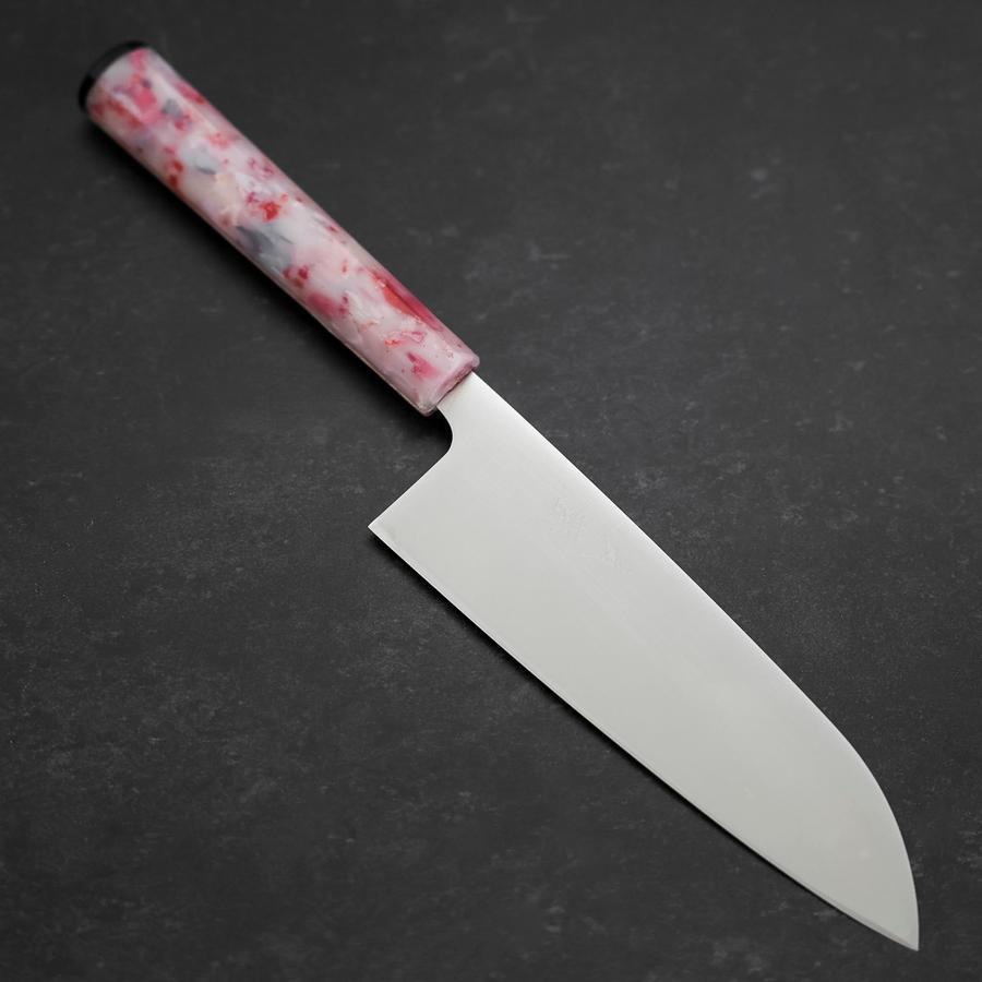 Premium Santoku Knife 165mm - AUS 8 Stainless Steel with Polished Ocean Sakura Handle - Japanese Kitchen Knife for Slicing, Dicing & Chopping Vegetables, Meat & Fish - Perfect for Home Chefs & Professional Kitchens