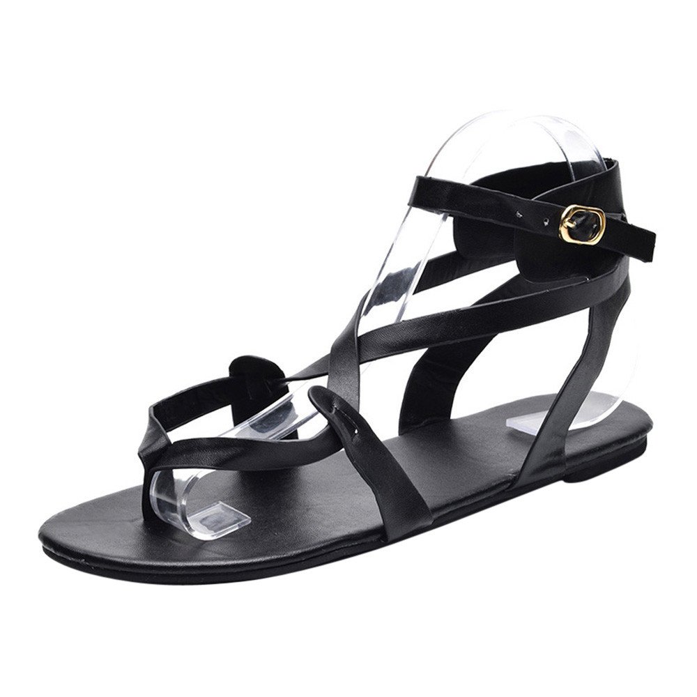 SCKARLE Women's Crisscross Gladiator Sandals - Comfortable Ankle Strap Flat Sandals for Travel & Beach | Fisherman Thong Strappy Summer Sandals for Outdoor Walking, Vacation & Casual Wear