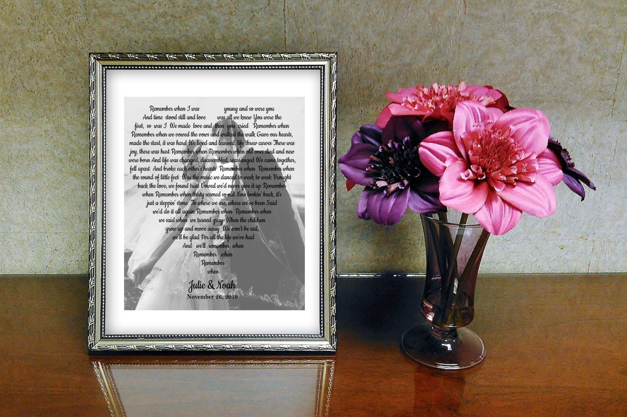 Personalized First Dance Song Lyrics Print - Custom Valentine's Day & 1st Anniversary Gift with Your Photo - High Quality Lustre Paper - Perfect for Wedding Anniversaries, Romantic Home Decor & Couple's Keepsakes