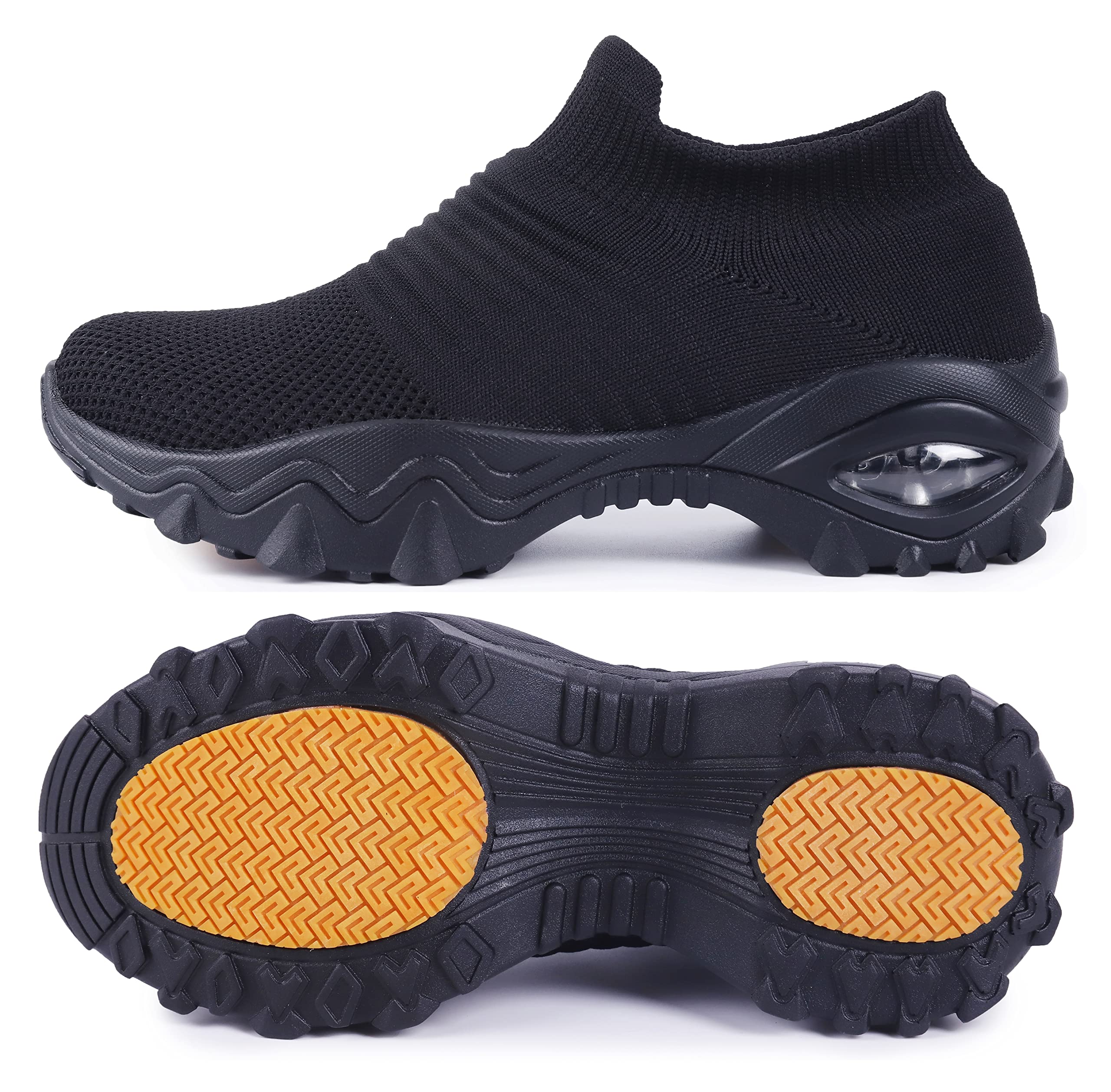 ENOSKY Women's Wide Width Non-Slip Sneakers with Arch Support - Hypersoft Comfort Walking Shoes for Work, Gym & Daily Wear - Height Increasing Sock Shoes for Women