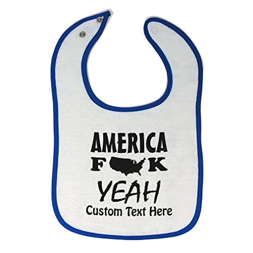 Custom Patriotic Baby Bibs & Burp Cloths - USA Map Design for 4th of July - Soft Cotton Infant Feeding Accessories for Boys & Girls (White & Royal Blue) - Perfect for Holidays, Photo Shoots & Everyday Use