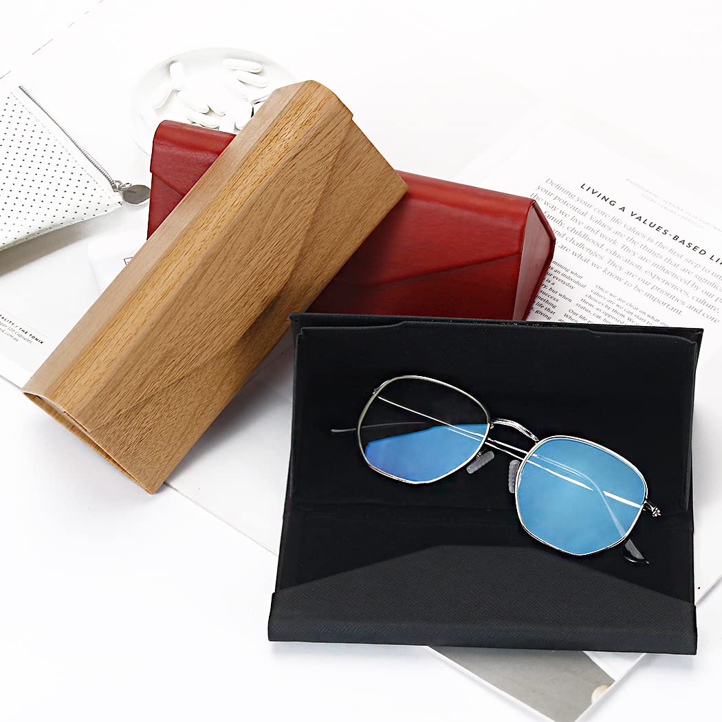 Hard Shell Glasses Case for Men & Women - PU Folding Eyeglasses & Sunglasses Holder with Cleaning Cloth | Portable Travel, Office & Daily Use Protective Storage